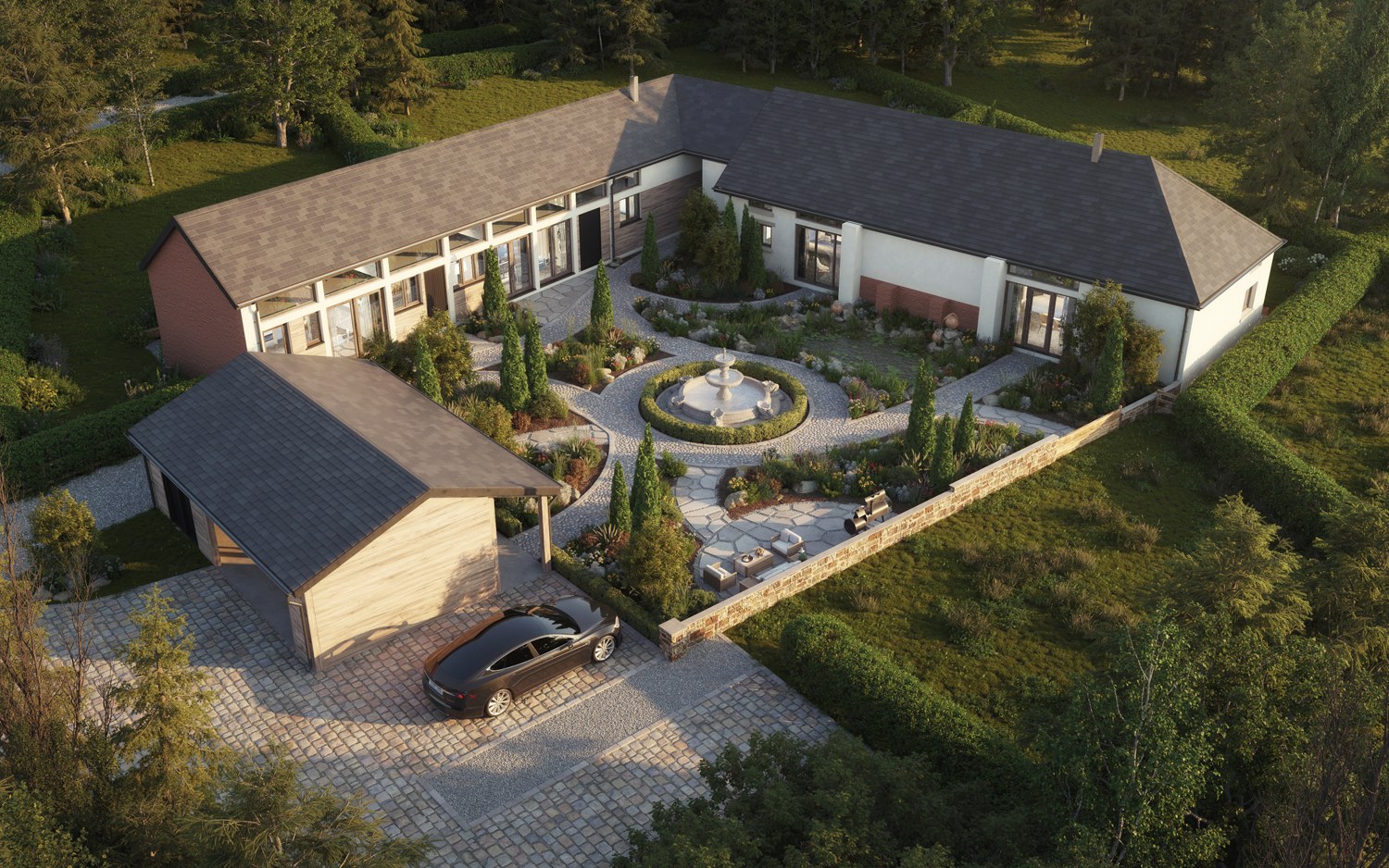 Architectural visualisation of a contemporary courtyard development