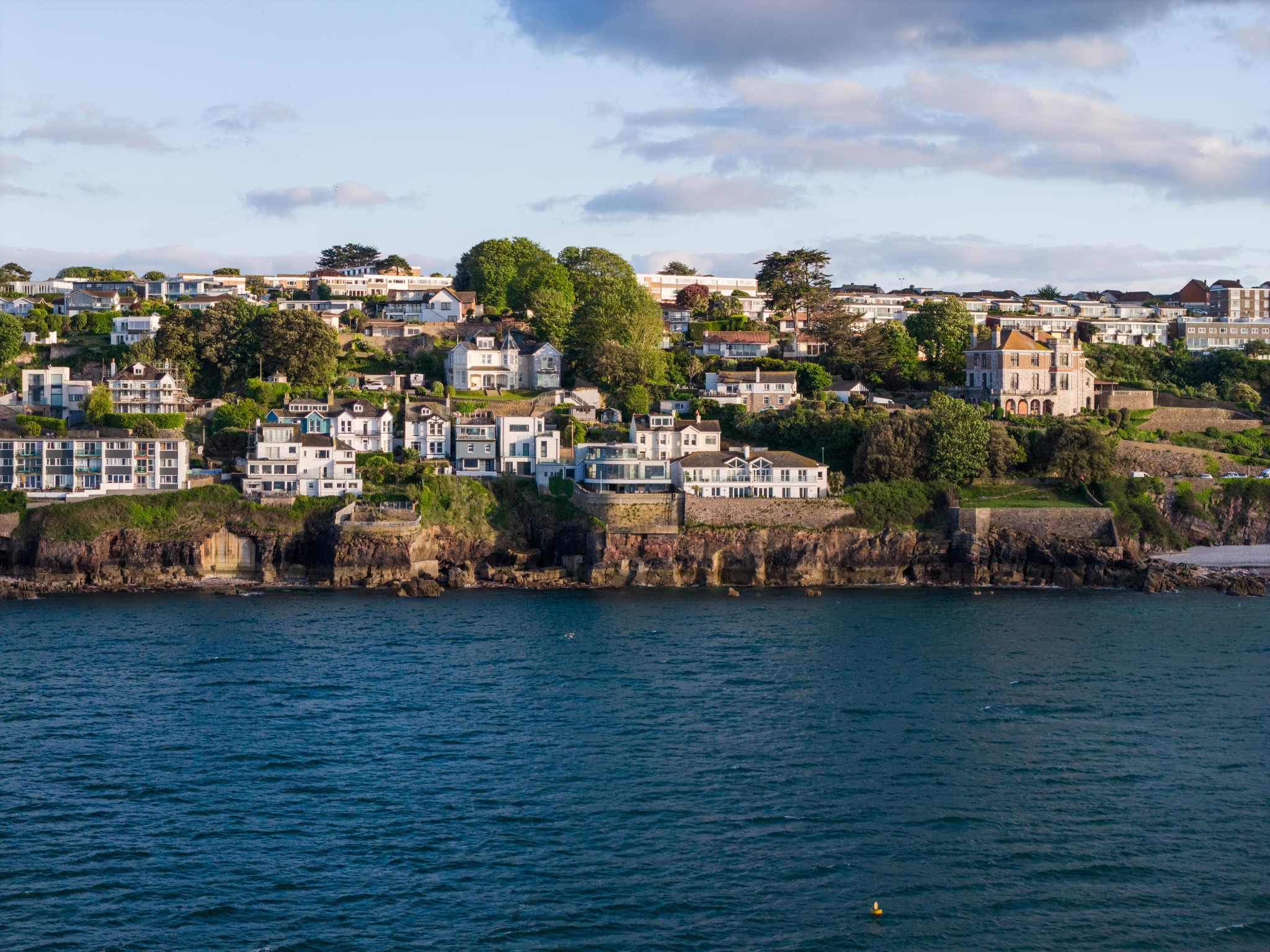 Devon’s coastline and waterfront homes viewed from the sea